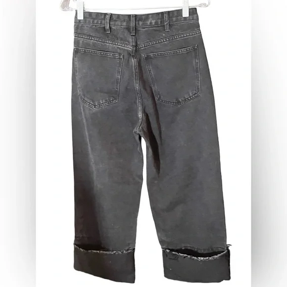 Women’s Wide leg Jeans Black Sz 28 Raw Released Hem NWT 100% Cotton Gianni Bini - Picture 2 of 2